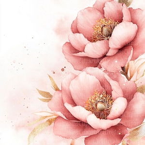Clipart pivoine rose, pivoine aquarelle, clipart floral, art floral numérique, pivoine imprimable, décoration de mariage, scrapbooking, téléchargement immédiat