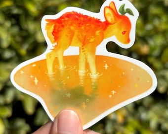 Apricot Deer Sticker – Cute Fawn, Original Art Vinyl Sticker