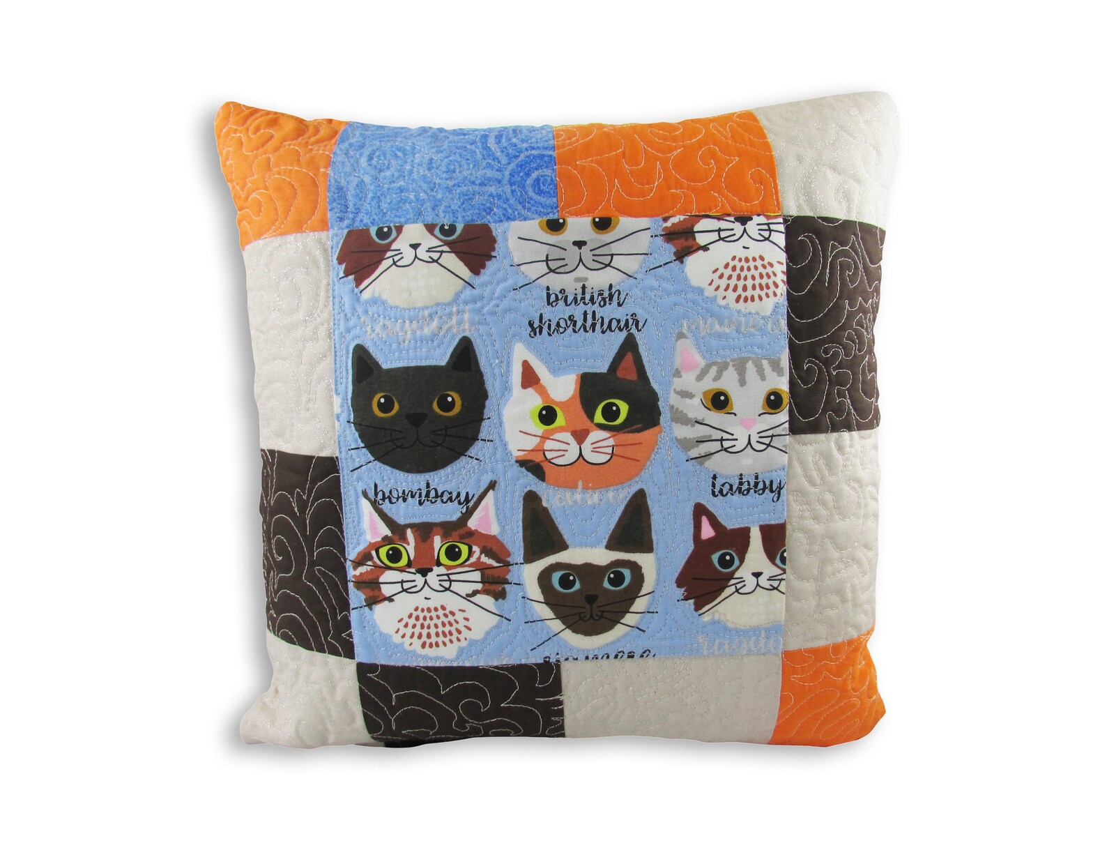 Charming handmade cat quilt throw with matching pillow Etsy