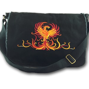 Phoenix bestickte Canvas Messenger Bag