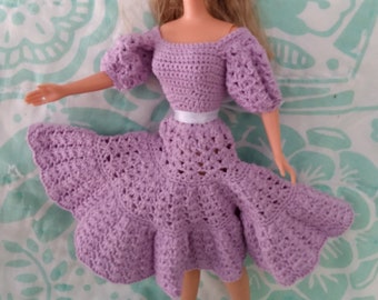 Crochet Barbie lavender dress and hat