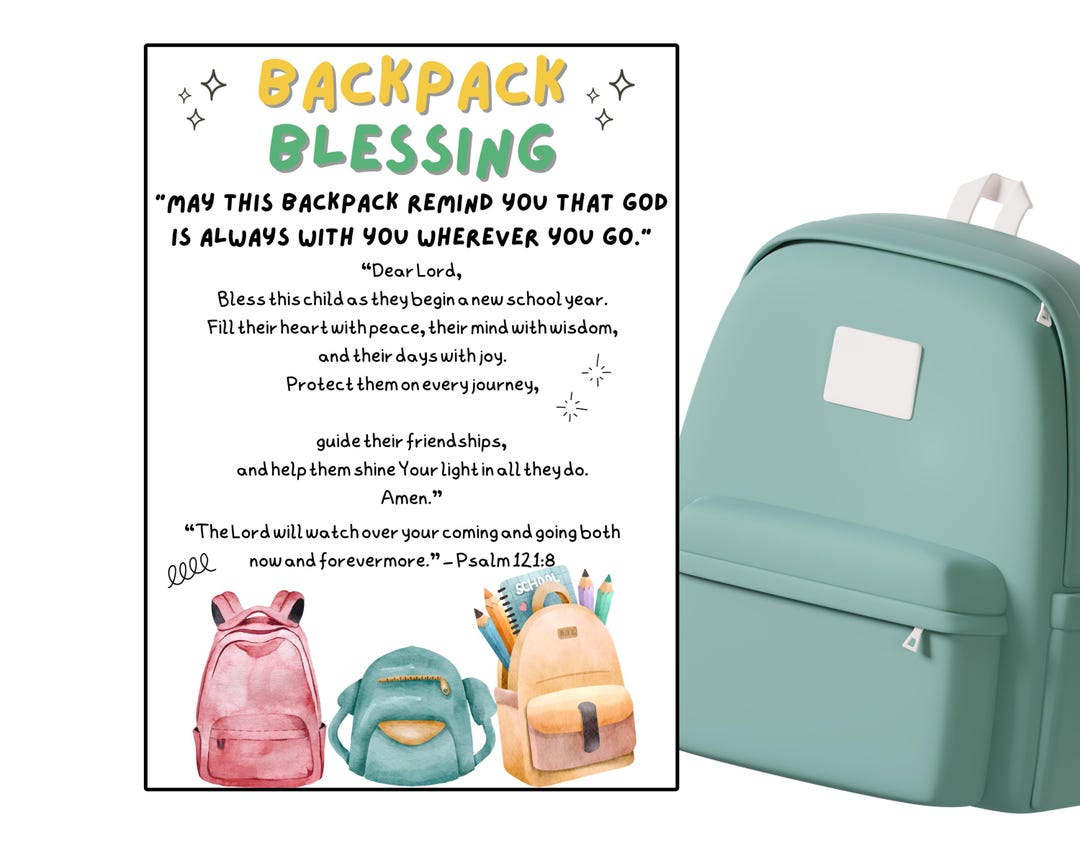Backpack Blessing Kit: Printable Prayer Tags for Christian School - Etsy