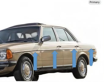 Body Moulding Trim Set 9 pcs -  100 Red Clips – Fits Mercedes W123 Sedan - New