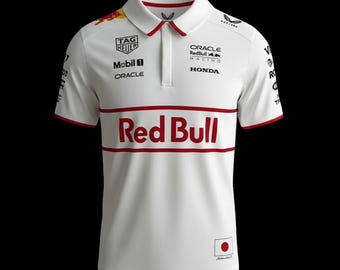 Polo da uomo RED BULL Formula 1, colore bianco, edizione Giappone 2025, NUOVA
