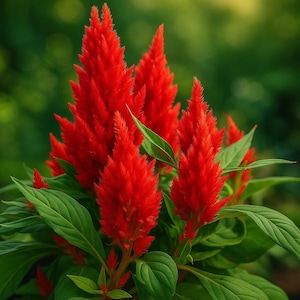 100 Red Forest Fire Cockscomb Celosia Seeds: Scarlet Celosia Argentea Plumosa