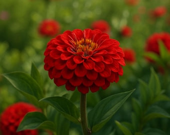 Benary Giant Scarlet Zinnia Seeds: 100 Flower Seeds,  Bold Red Blooms