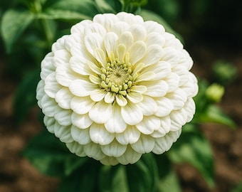250 White Polar Bear Zinnia Seeds: Pure White Garden Blooms, Pollinator Friendly