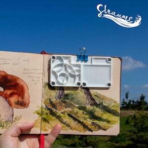 Paleta de acuarela portátil con clip magnético - Superficie similar a la cerámica, diseño único de ondas de agua - Regalo perfecto para artistas viajeros