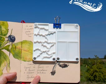 Travel Watercolor / gouache Palette - Unique 3D Printed Design, Lightweight and Portable Gift for Artists - Clip-On for Urban Sketching
