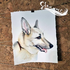 Ritratto personalizzato del tuo cane ad acquerello / Un toccante omaggio al tuo amico peloso