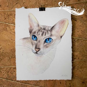 Ritratto personalizzato di un gatto domestico in acquerello / Dipinto ad acquerello personalizzato dalla tua foto