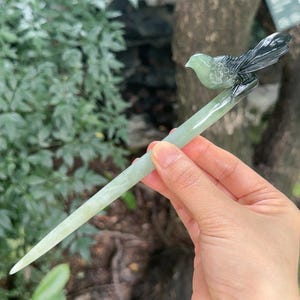 Bird Hairpin | Certified Natural Xiu Jade | Hand Carved Bird Hair Stick | Xiu Jade Hair Pin | Gift for Her | Bird Hair Fork