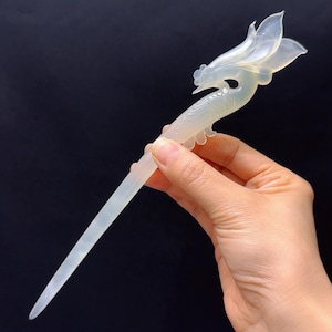 Phoenix Haarnadel | Zertifizierte natürliche Ciu Jade | Handgeschnitzt | Phoenix Haarstab | Geschenk für Sie | Retro Haarnadel