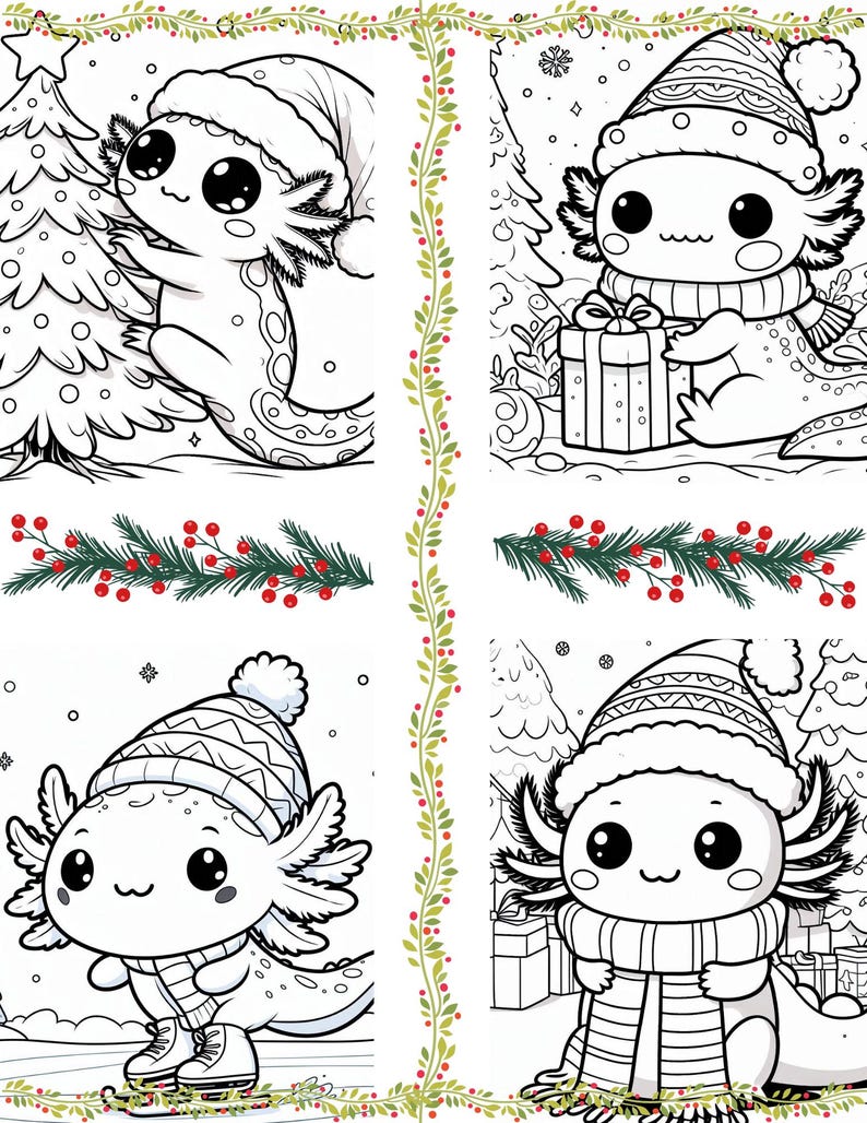 Magical Kawaii Christmas Coloring Book - Axolotls Festive Fun | Perfect Kids' Activity | 144 ...