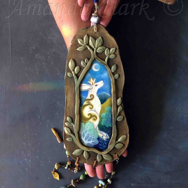 10% OFF! Ceramic Wall Hanging No.30, Decorative, Beads, Hand-painted.