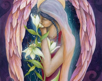 Angel Art Print "Archangel Gabriel" by Amanda Clark - Fairy Tale, hand painted print