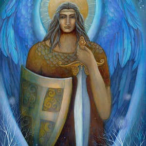 Print titled "Archangel Michael" by Amanda Clark - fairytale art print, archangel art, angel art print, whimsical art print, magical art