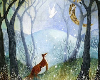 SALE! 2nd Release Limited edition giclee print titled "Harbinger" by Amanda Clark - fox art print, fairytale art print, miniature artwork