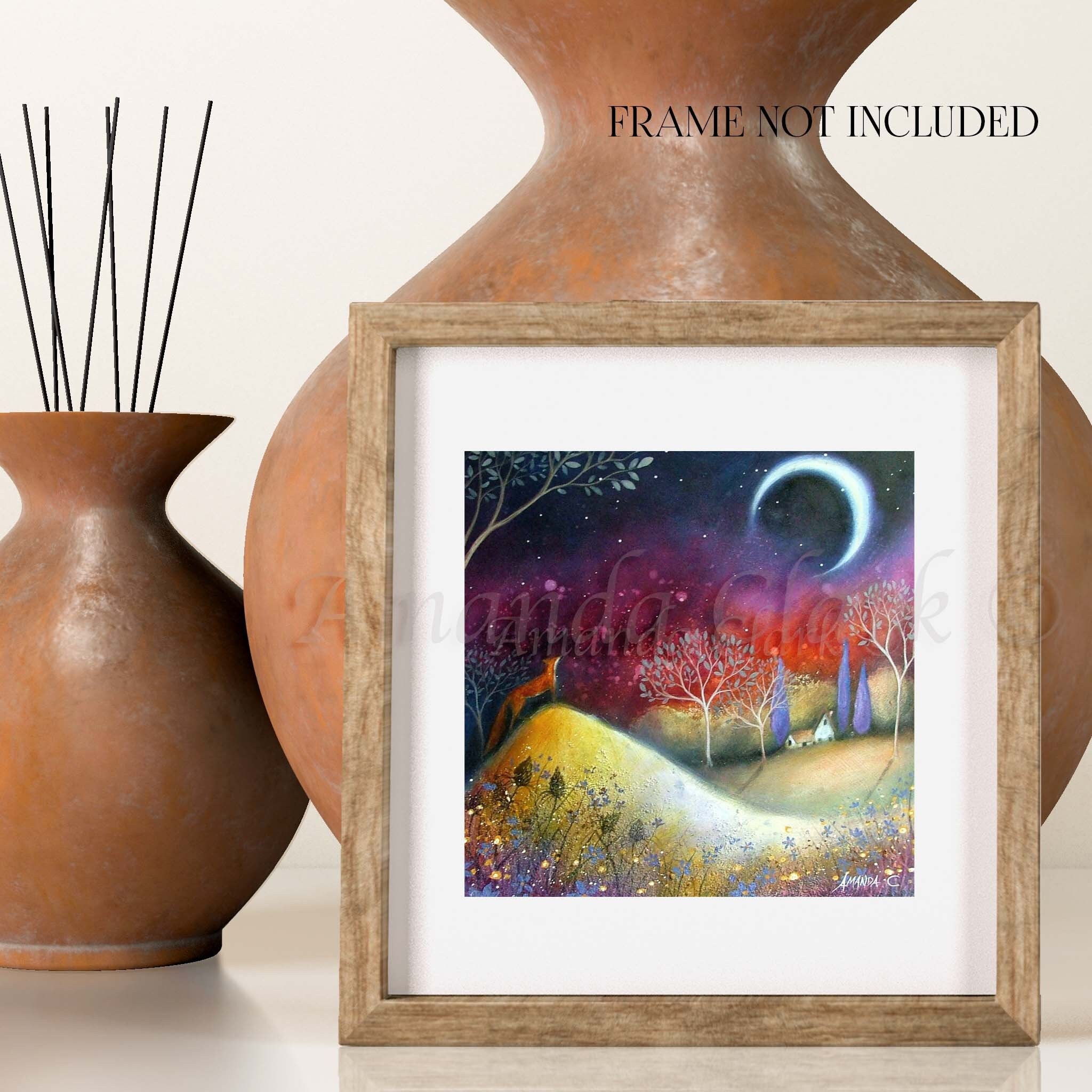 Print titled "The Fox and Moon" by Amanda Clark - fairytale…
