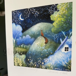 Print titled "One Summer Evening" by Amanda Clark - fairytale art print, landscape art, fox art print, meadow print, dreamy art print image 3