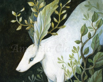 SALE! Limited edition giclee print titled "Fern" by Amanda Clark - hare art print, fairytale art print, miniature artwork