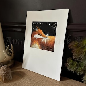 Limited edition giclee print titled &quot;Fox & Star&quot; by Amanda Clark - fox art print, fairytale art print, miniature artwork, whimsical