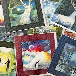 Lot de 10 cartes de voeux choisies au hasard par Amanda Clark - lot de 10 cartes, lot de cartes de conte de fées, lot de cartes d'animaux, cartes d'art de rêve