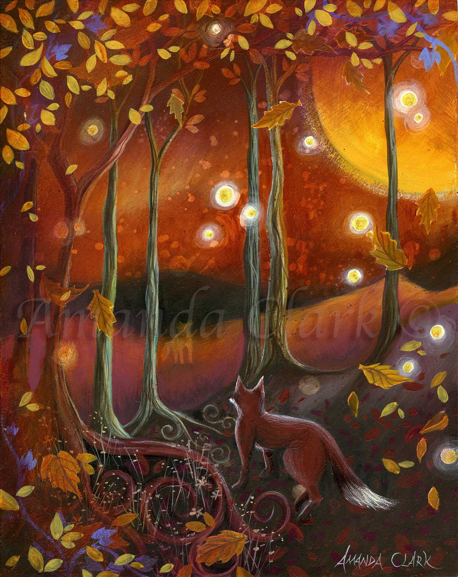 Mounted print titled 'Samhain' by Amanda Clark - woodland art…