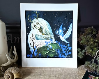 Limited edition giclee print titled "Elen of the Ways" by Amanda Clark - goddess, fairy tale