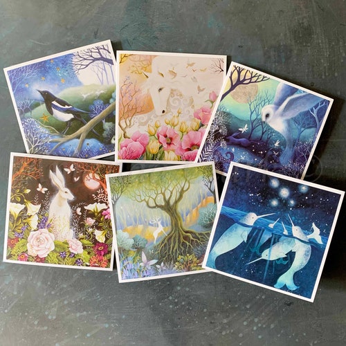 Set of 5 Fairytale Greeting Cards by Amanda Clark Seasonal - Etsy