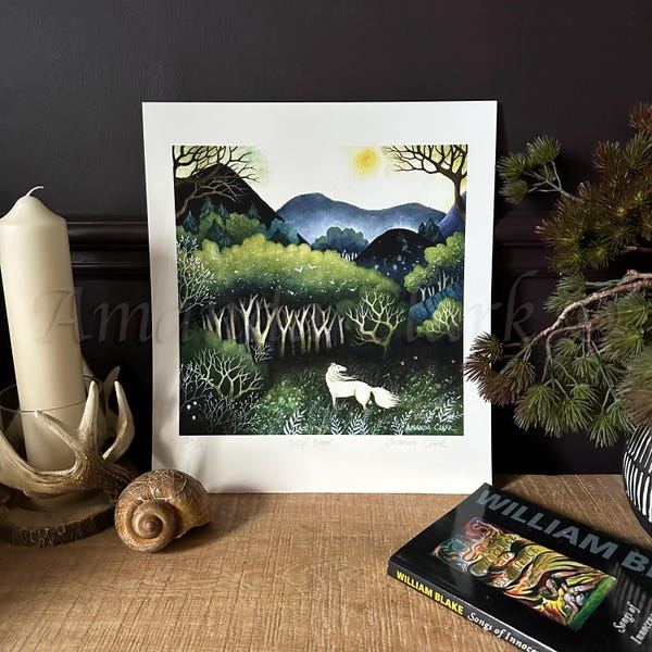 Limited edition giclee print titled "Wild Wood" by Amanda Clark - horse, landscape, fairy tale