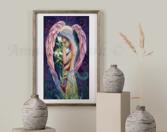 Print titled "Archangel Gabriel" by Amanda Clark - fairytale art print, archangel art, angel art print, whimsical art print, magical art