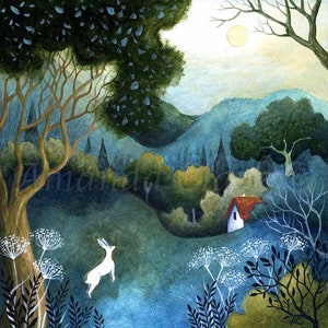 Large mounted print titled "A June Morning" by Amanda Clark - fairytale art print, landscape art, meadow wall art, mounted art print