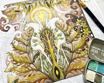 Adult Colouring Book "Wild Wood" by Amanda Clark - Intricate Woodland Fairy Tale Coloring Pages