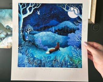 Limited edition giclee print titled "The Journey" by Amanda Clark - fox, landscape, fairy tale