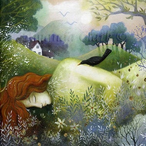 Goddess Art Print "Daydream" by Amanda Clark - Fairy Tale, handmade art