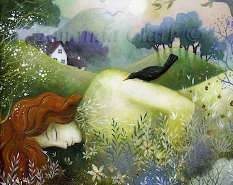 Goddess Art Print "Daydream" by Amanda Clark - Fairy Tale, handmade art