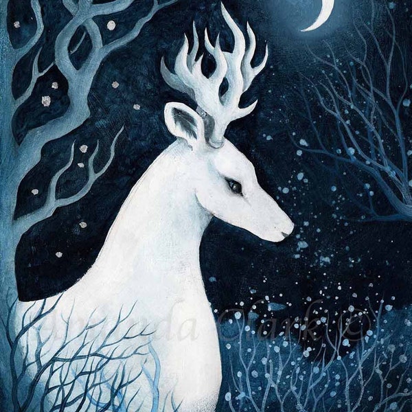 Art print titled "The Mystic" by Amanda Clark - stag, fairy tale