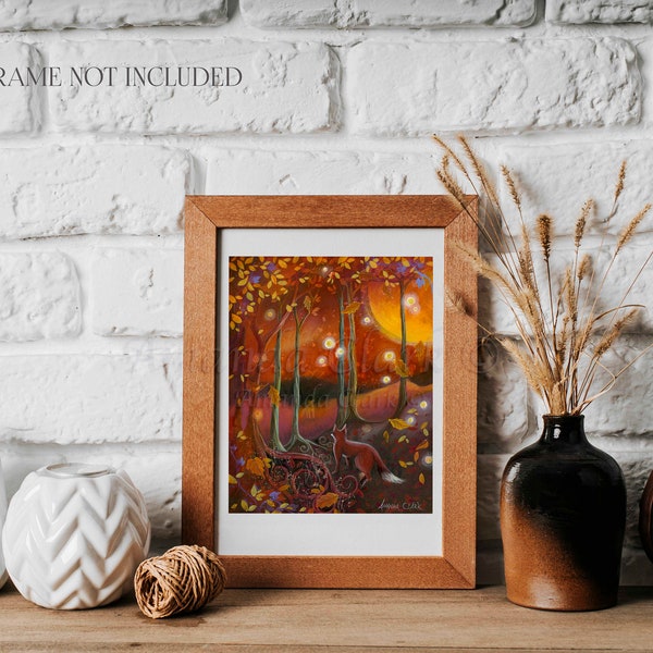 Print titled "Samhain" by Amanda Clark - Pagan art print, autumn art print, mystical art, fox art print, woodland wall art, dreamy art print