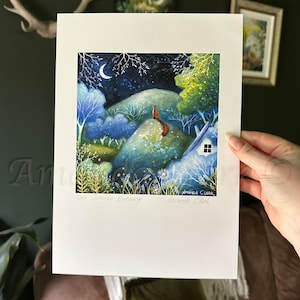 Print titled "One Summer Evening" by Amanda Clark - fairytale art print, landscape art, fox art print, meadow print, dreamy art print image 1