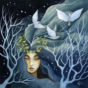 Unframed original painting titled "Gaia" by Amanda Clark - goddess art, original art, acrylic art, miniature art