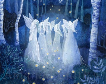 A3 Art print titled "The Gathering of Angels" by Amanda Clark - angel, fairy tale