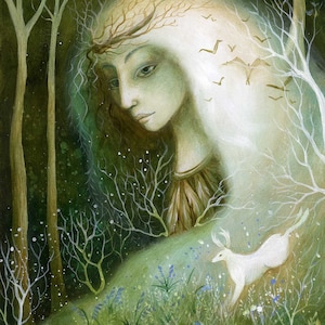Limited edition giclee print titled &quot;Woodland&quot; by Amanda Clark - goddess, fairy tale