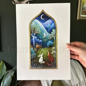 Print titled "Looking for Home" by Amanda Clark - fairytale art print, woodland artwork, woodland art print, archway wall decor