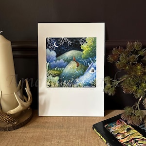 Print titled "One Summer Evening" by Amanda Clark - fairytale art print, landscape art, fox art print, meadow print, dreamy art print image 4