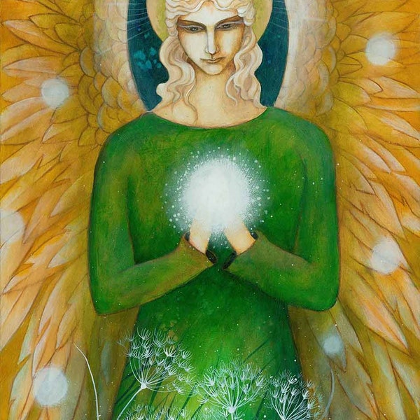 Print titled "Archangel Raphael" by Amanda Clark - fairytale art print, archangel art, angel art print, whimsical art print, magical art