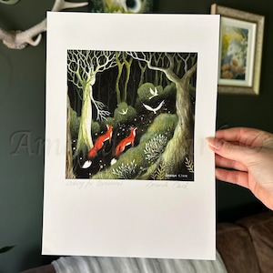 Print titled "Looking for Cernunnos" by Amanda Clark - fairytale art print, landscape art, woodland art print, folklore artwork, dreamy art