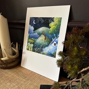 Print titled "One Summer Evening" by Amanda Clark - fairytale art print, landscape art, fox art print, meadow print, dreamy art print image 5