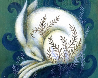 Limited edition giclee print titled "Need of Sleep" by Amanda Clark - hare, fairy tale