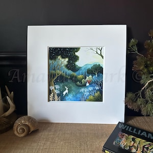 Large mounted art print titled "A June Morning" by Amanda Clark - landscape, fairy tale, matted